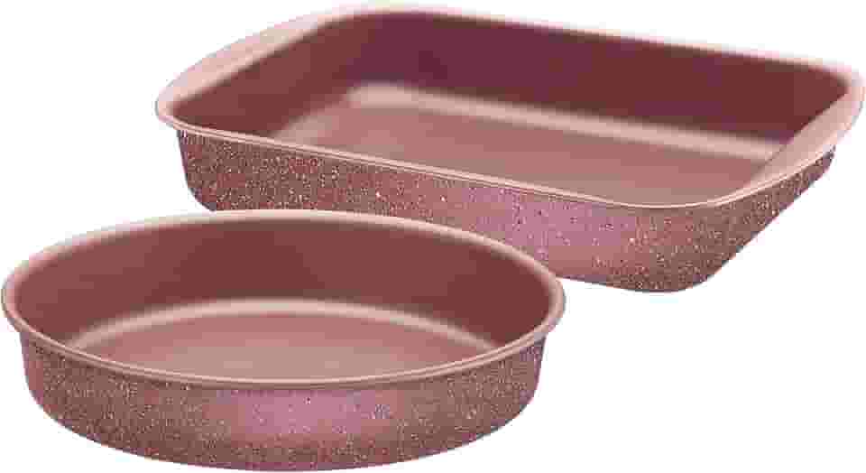 Jogo de Assadeiras Tramontina Brasil em Alumínio com Revestimento Interno e Externo em Antiaderente Starflon Max Rosa 02 Peças