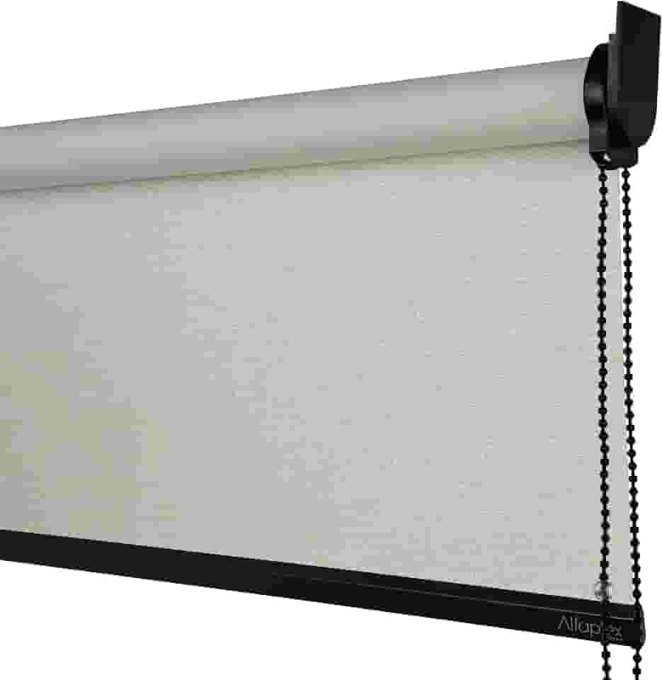 Cortina Persiana Rolo Blackout Linho Natural SOB MEDIDA comando lado DIREITO (SEM BANDÔ) (Linho Natural - Acabamento Preto, 1,50 (lar) x 1,50 (alt))