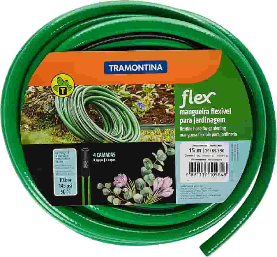 Mangueira Flex Tramontina Com Engates Rosqueados E Esguicho Em Pvc Verde 25 M