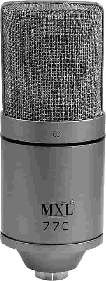 MXL Microfone condensador 770 para podcasts, canto, gravação de estúdio em casa, jogos e streaming | XLR | diafragma grande | Cardiod (cinza)