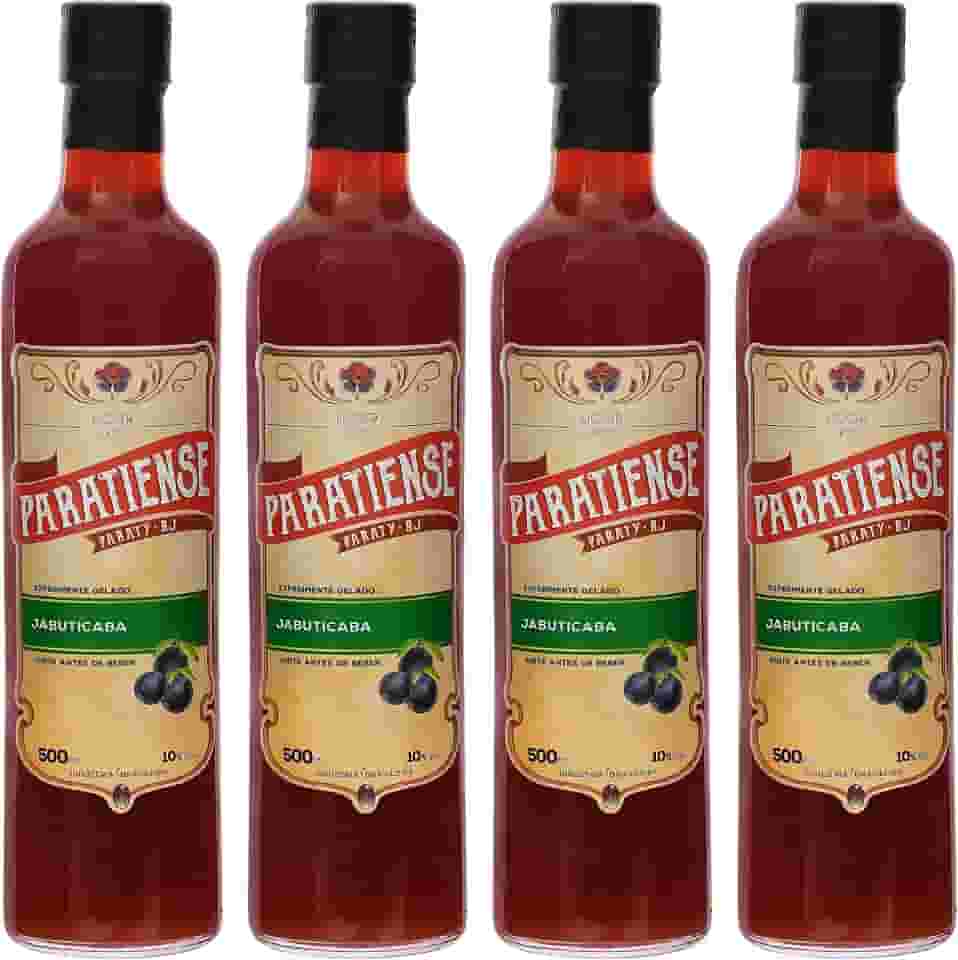 Kit 4 Licores de Jabuticaba Paratiense 500 ml Creme Fino Nacional Tradicional Coquetéis Exóticos Sobremesas Lembrancinha Presente Natal