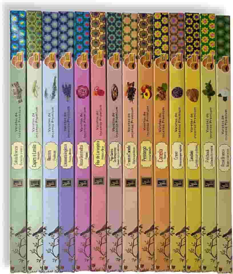 Kit 14 Incenso Natural Massala Indiano Premium 7 Varetas No Total 98 | 14 Dos Melhores Aromas | 40m Queima | Importado da índia