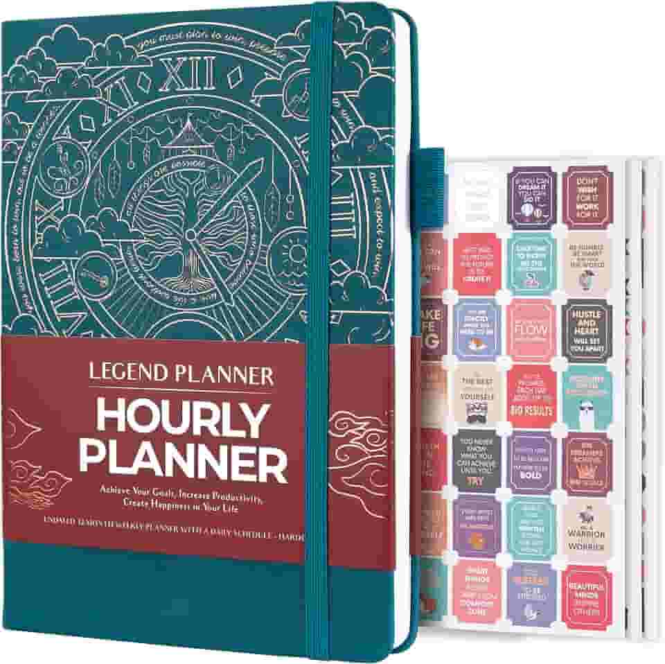 Legend Planner Edição de programação horária – Organizador semanal e diário de luxo com horários. Agenda de agendamento de gerenciamento de tempo diário para trabalho e vida pessoal, sem data, capa