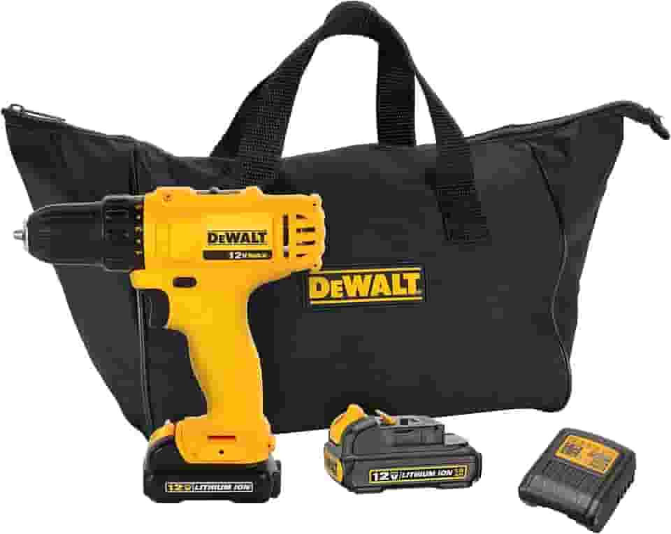 DEWALT Parafusadeira e Furadeira de 3/8 Pol. (10mm) com 2 Baterias 12V Ion-Litio 1.3Ah Bolsa e Carregador Bivolt DCD700C2
