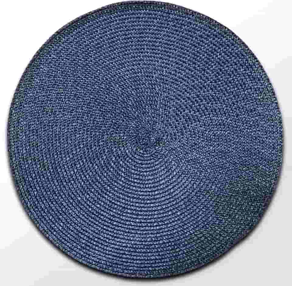 Jogo Americano - 6pcs Sousplat 38cm diâmetro Redondo - Descanço de prato, Mesa Posta (Azul Marinho)