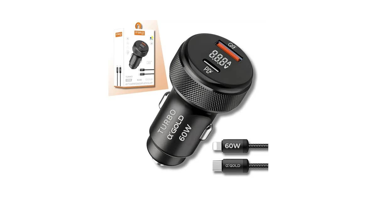Melhor Carregador Veicular iPhone: Turbo 60W e PD!