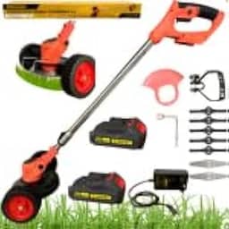 Roçadeira Elétrica Cortador De Grama Eletrico 2 Baterias 21v Laranja