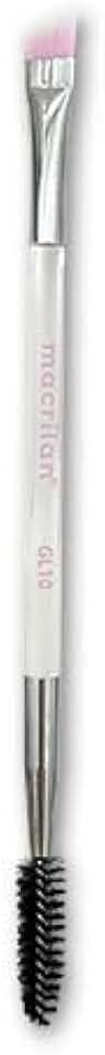 Pincel Macrilan Profissional Duplo Chanfrado e Escova Sobrancelha - Linha Let's Glam GL10 - Precisão e Definição