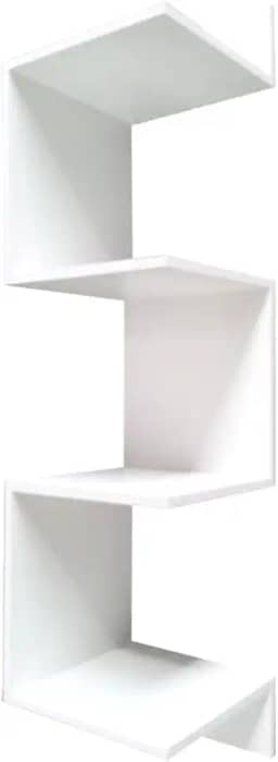 Prateleira de Canto Reto 80 cm, Branco ou Preto, Madeira de Engenharia, Estilo Moderno, Multiuso para Sala, Quarto e Escritório – Kelan
