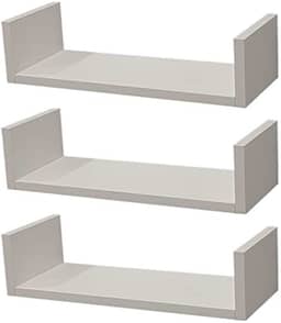 Kit 3 Prateleiras U 60 x 15cm Branca Suporte Invisível