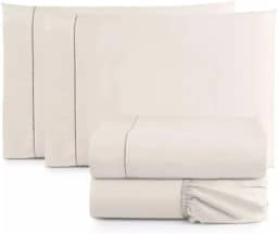 Jogo de Cama Casal King Size Percal 400 Fios Ponto Palito 04 Peças, Antiácaro, Não faz bolinha Toque Extra Macio (Palha)