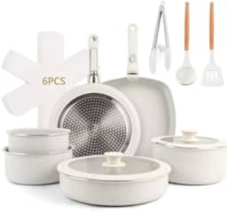 Conjunto de Panelas Cerâmica Antiaderente/Cabo Removivel/Propria Para Forno/18 Peças (Estoque No Brasil)