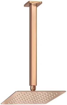 Ducha Chuveiro 20x20 De Teto Inox Com Braço 30 Cm Rose Gold