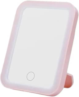 Espelho Maquiagem Com Touch E Borda Luz De Led Mesa Espelho Facial Portátil (Rosa)