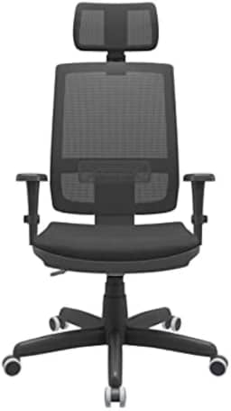 Cadeira Presidente Brizza Giratória BackSystem NR17 com Braço 3D Assento Poliéster Plaxmetal Preta