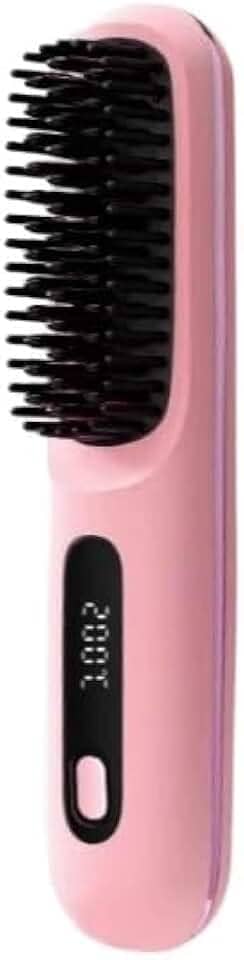 Escova Alisadora Sem Fio com Display Digital – Recarregável, Portátil e Rápida (rosa)