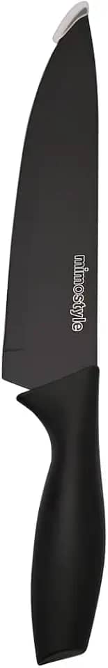 Mimo Style, Faca Chef Profissional em Aço Inox com Cabo Antiaderente e Lâmina de 20cm - Preto