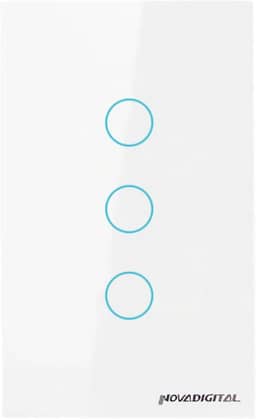 Interruptor Inteligente ZigBee 3 Botões Touch NovaDigital Branco Compatível Alexa Tuya Smart Life