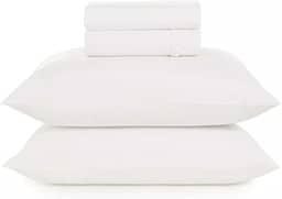 Jogo De Cama Queen 4pçs Hotel Motel Pousada Airbnb 180 Fios Teka Profiline Tecido Profissional Branco Resisitente a Lavação com Cloro