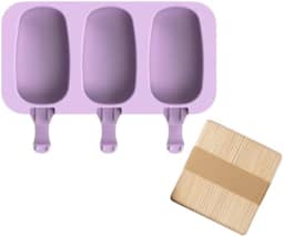 KIT 2 Formas Picole Silicone C/100 Palitos 6 Cavidades Sorvete(KIT 1 Forma + 50 Palitos)