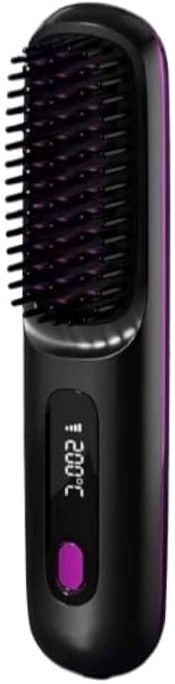 Escova Alisadora Sem Fio com Display Digital – Recarregável, Portátil e Rápida (preto)