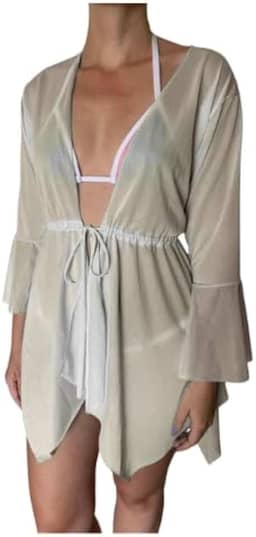 Saída de Praia estilo Kimono Tecido Leve de Fácil Absorção