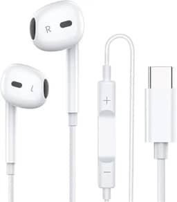 Fones de ouvido tipo C para iPhone 15 15 Pro 15 Pro Max 16 16 Pro Max com fio, fones de ouvido estéreo compatíveis com a maioria dos dispositivos com conector tipo C - DM SHOPP