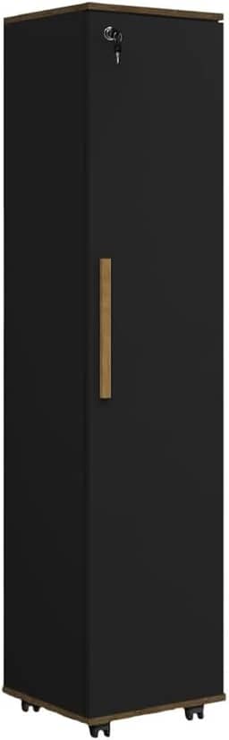 Armário Multiuso Lavanderia Com Chave e Rodízios 1 Porta (PRETO)