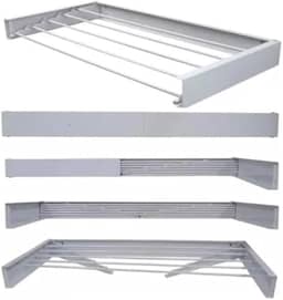 Varal De Parede Retratil Secreto Magico 100cm Com 6 Varetas