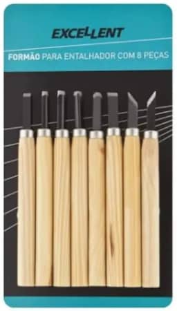 Kit Formão Goiva P/Entalhe Esculpir Xilogravura P/Madeira 8 Pç