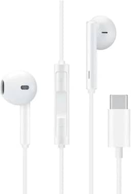 Fone de Ouvido com Fio Premium Tipo-C, 4ª Geração, Anti-Ruído (99,15%), Cabo de Tecido Antitramado, Branco – Compatível com Samsung, Motorola, LG e Smartphones USB-C.