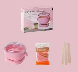 Mini Panela de Cera Quente para Depilação, 3 em 1, com Cera Sólida e Espátulas