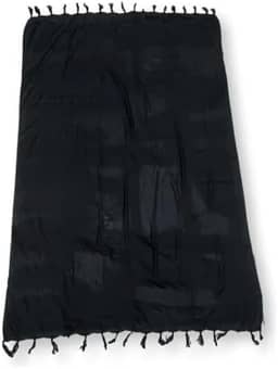 Canga Praia Tradicional, Preta com Franjas, Tecido 100% Viscose Leve para Uso na Praia e Piscina