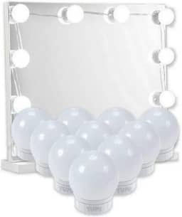 Luz De Espelho Camarim Maquiagem LED USB Kit 10 Lâmpadas Com Ventosa Adesivo Dupla Face 3 Cores Ajustável Para Casa Decoração Salão De Beleza Iluminação Profissional PREMIUM