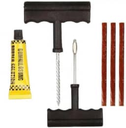 Kit Reparo de Pneus para Carro e Moto – Escariador de Ferro com Punho Plástico + 3 Macarrões Reparo Rápido + Aplicador