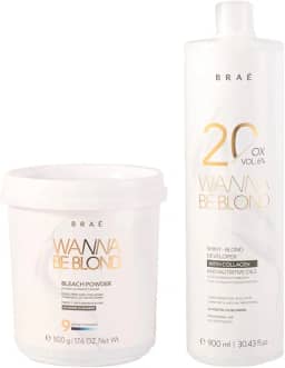 Pó Descolorante Profissional BRAÉ Wanna Be Blond 500g - Kit Descoloração High Lifting - Água Oxigenada 20 Volumes 900ml