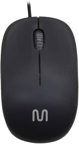 Mouse com Fio Multi MID USB 1200 DPI com 3 Botões, Design Ergonômico e Textura Fosca – Preto MO255