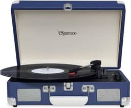 Vitrola Toca Discos Vinil Retro Bluetooth Usb Auxiliar Reproduz E Grava Em Mp3 Bivolt Vintage Azul Raveo Sonetto Chrome Chrome Navy