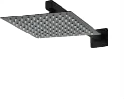 Ducha De Banho Quadrado Luxo Slim 20x20 cm Inox Com braço De Parede Piscina Chuveiro Chuveirão Solar Para Jardim E Área Externa PRETO - FONSES