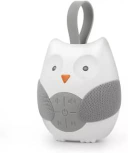 Henniu Máquina portátil de ruído branco coruja com 10 músicas leves 2 sons naturais 2 canções de ninar alça de silicone para bebês