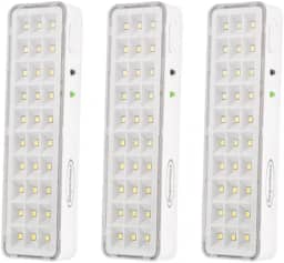 Kit 3 Lâmpada Luminária De Emergência 30 Leds Super Slim Bivolt