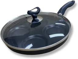 Frigideira Teflon 4 Ovos/hamburgueres Antiaderente Com Tampa de Vidro