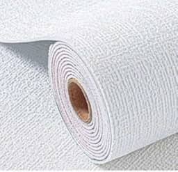 Papel De Parede Adesivo Textura Linho Cor Sólida - Acabamento Moderno e Minimalista, Autocolante para Escritório, Sala e Quarto(Branco,3Metros x 50cm-1.5m²)