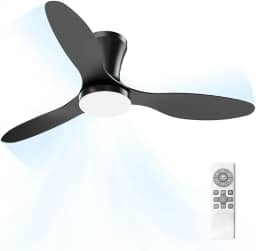 Ventilador de Teto com Controle Remoto Silencioso 6 Velocidades Função Reversa LED 21W Ajustável com Memória Moderno 220V/110V, Preto