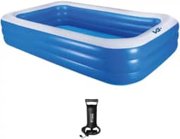 VG PLUS, Piscina Inflável Retangular Azul 1.500 Litros 305 Cm Pvc Com Bomba Vg+
