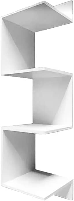 Kelan Prateleira de Canto Suspensa, 80x20x20 cm, 4 Divisórias, Suporte Invisível, Branco