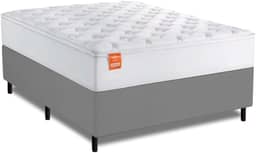 Cama Box Colchão Casal King Molas Ensacadas Real 193x203x65cm Branco/Cinza Inducol - Suporta até 130kg por Pessoa