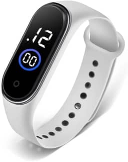 Relógio Digital LED Unissex à Prova D'água - Mostrador Quadrado com Data, Pulseira Plástica e 12 Estilos para Todas as Ocasiões (branco)