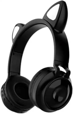 Loijon ZW-028 Fone de ouvido sem fio Bluetooth Brilhante Fones de ouvido com orelha de gato Fones de ouvido com microfone Mãos-livres com microfone Luz colorida ajustável Faixa de cabeça