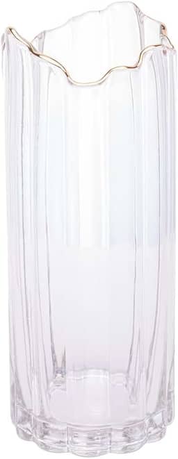 WOLFF - Vaso de Vidro C/Borda Dourada 10 cm x 25cm